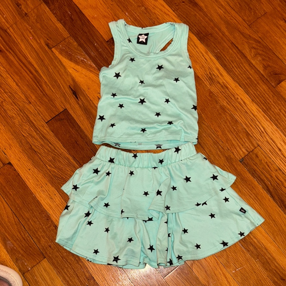 Pixie Lane Mint Green Star Tank Top and Skirt Set